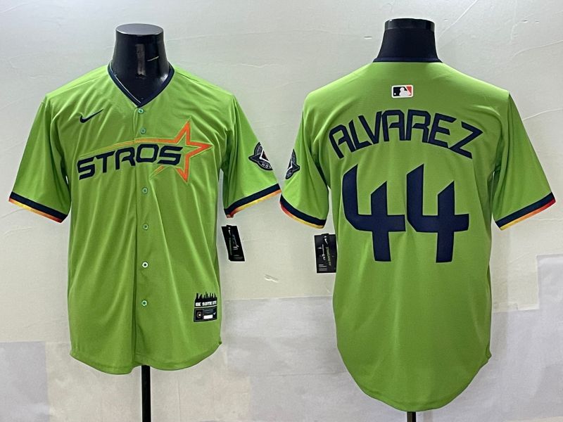 Men Houston Astros 44 Alvarez Green three generations Joint Name 2025 Nike MLB Jersey style 1